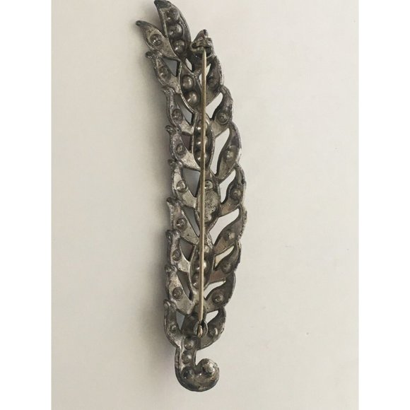 Little Nemo Feather Colored Rhinestone Brooch Pin Art Nouveau Vtg Jewelry Signed - Picture 5 of 9